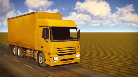 White van traveling on the roads 3d renderingの写真素材