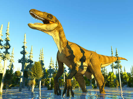 Velociraptor the dinosaur 3d renderingの写真素材