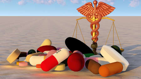 abstract idea of justice in medicine 3d renderingの写真素材