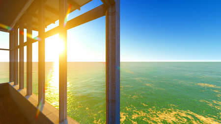 Beach resort with blue sky 3d rendering