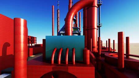 steel pipes in crude oil factory 3d renderingの写真素材
