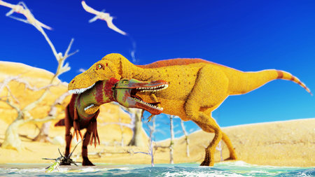 3D rendering scene of the giant dinosaurs
