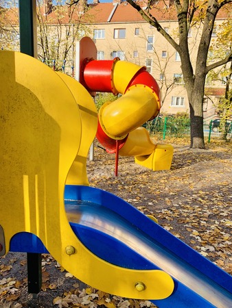 Children playground in European City in Novemberのeditorial素材