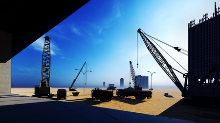 construction site on a desertの写真素材