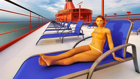 Huge luxury cruise ship 3d renderingの写真素材