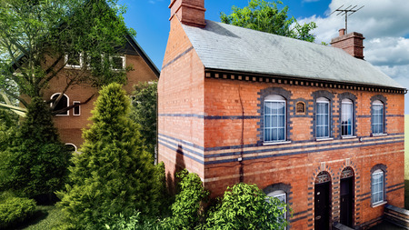 Traditional English Country Cottage in summer 3d illustrationの写真素材