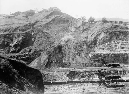 Panama Canal construction black and white vintage photograph