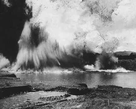 Panama Canal construction black and white vintage photographのeditorial素材