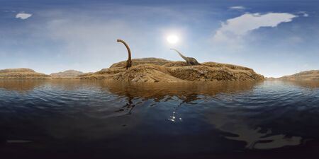Dinosaurs Jurassic prehistoric scene 3d renderingの写真素材