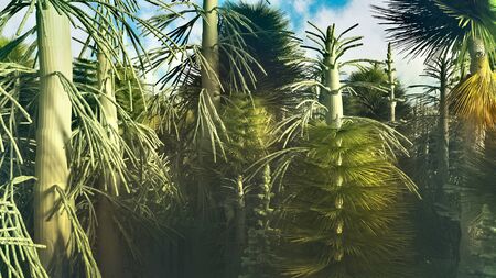 Dinasour forest in big resolution 3d renderingの写真素材