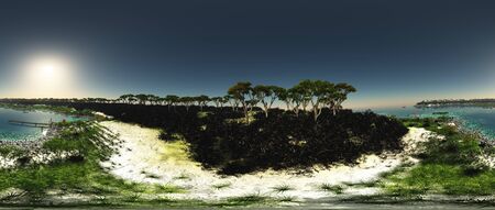 River estuary 360 panorama 3d rendering