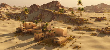 Beautiful natural background -African oasis 3d renderingの写真素材