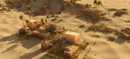 Beautiful natural background -African oasis 3d renderingの写真素材