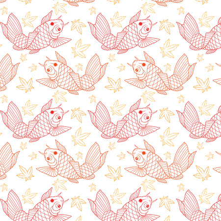 Japanese koi fish seamless patternのイラスト素材