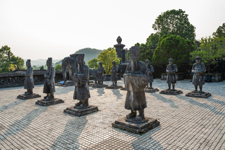 Statues of Buddha in the park, Hong Kong, China.の写真素材