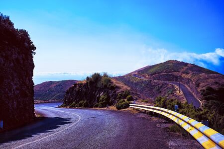 Awesome mountain road in beautiful light sceneの写真素材