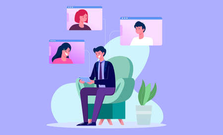 online video conference illustration concept