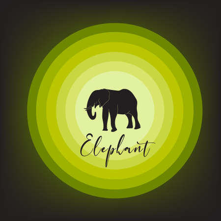 elephant silhouette with circle backgroundのイラスト素材