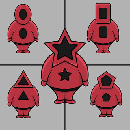 this is the mascot icon for your game, I made a bundle to make it more delicious. human icon with unique symbols for gameのイラスト素材