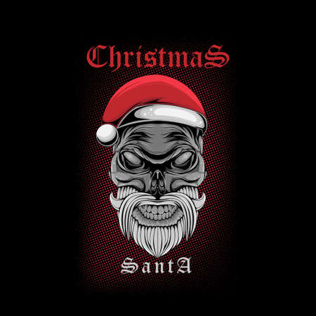 skull head design with a very cool Christmas style you can use for t-shirt designs and othersのイラスト素材