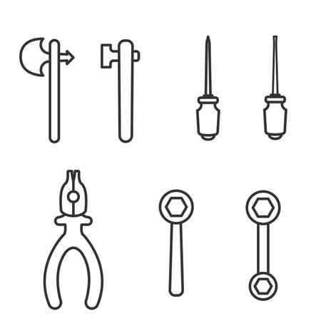 simple minimalist design, bundle set of handyman equipment iconsのイラスト素材