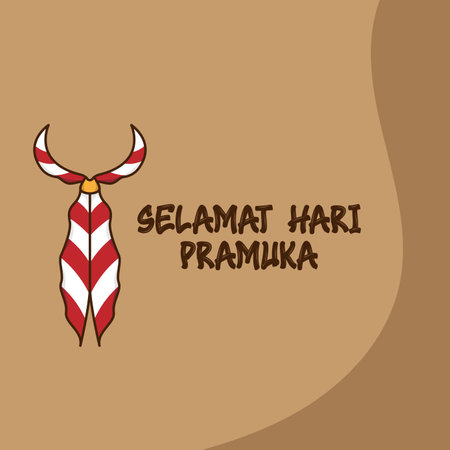 Minimalist theme social media feed design icon combination for the celebration of National Scout Day in Indonesiaのイラスト素材