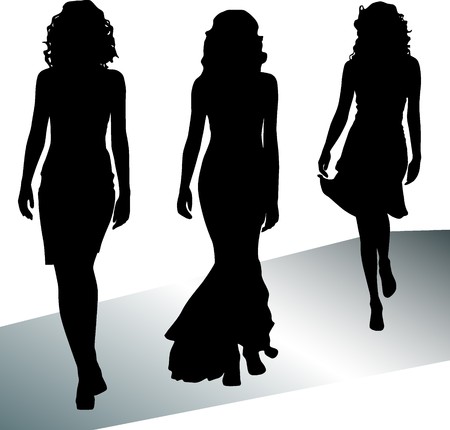 Silhouette fashion girlsの写真素材