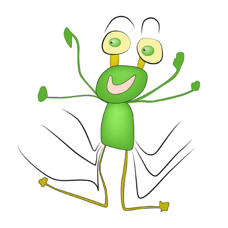Green cute smiling frogのイラスト素材
