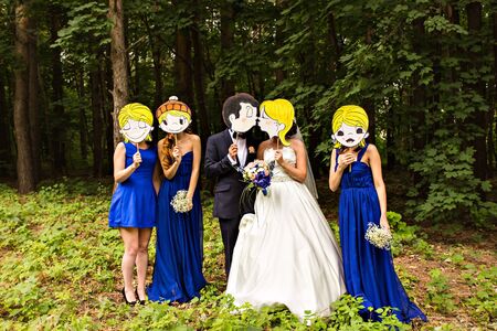 wedding party with a masks love isの写真素材