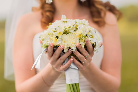 wedding bouquet, bridal bouquet, beautiful bouquet of different colorsの写真素材