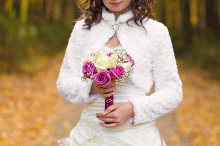 wedding bouquet, bridal bouquet, beautiful bouquet of different colorsの写真素材