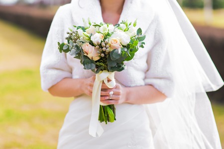 wedding bouquet, bridal bouquet, beautiful bouquet of different colorsの写真素材