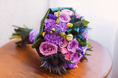 wedding bouquet, bridal bouquet, beautiful bouquet of different colorsの写真素材