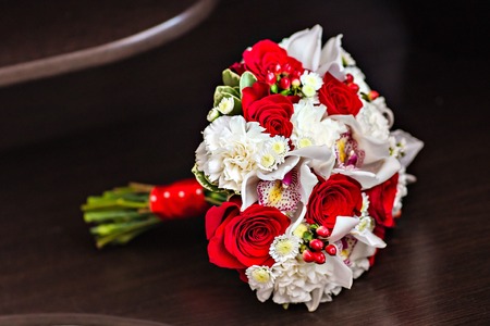 wedding bouquet, bridal bouquet, beautiful bouquet of different colorsの写真素材