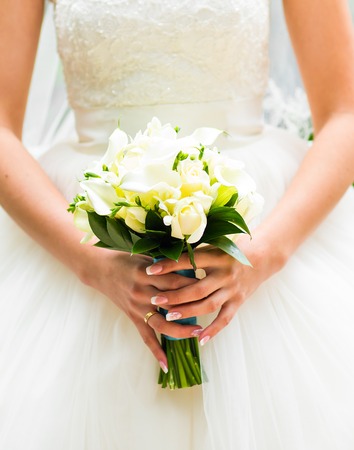 wedding bouquet, bridal bouquet, beautiful bouquet of different colorsの写真素材