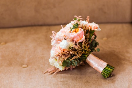 wedding bouquet, bridal bouquet, beautiful bouquet of different colorsの写真素材