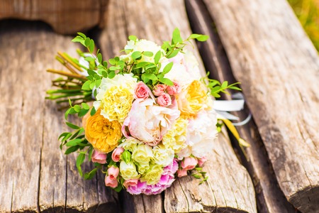 wedding bouquet, bridal bouquet, beautiful bouquet of different colorsの写真素材