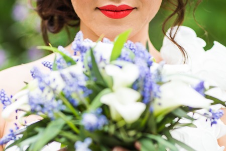 wedding bouquet, bridal bouquet, beautiful bouquet of different colorsの写真素材