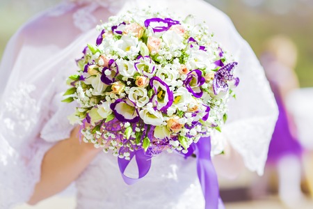wedding bouquet, bridal bouquet, beautiful bouquet of different colorsの写真素材