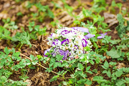 wedding bouquet, bridal bouquet, beautiful bouquet of different colorsの写真素材