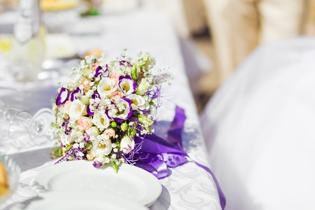 wedding bouquet, bridal bouquet, beautiful bouquet of different colorsの写真素材