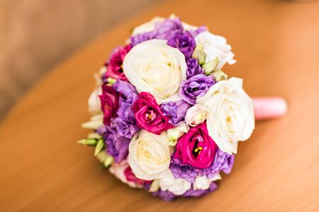 wedding bouquet, bridal bouquet, beautiful bouquet of different colorsの写真素材