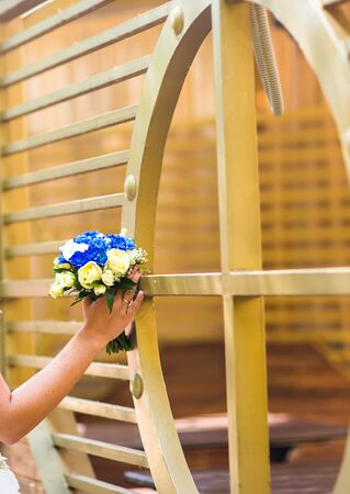 wedding bouquet, bridal bouquet, beautiful bouquet of different colorsの写真素材