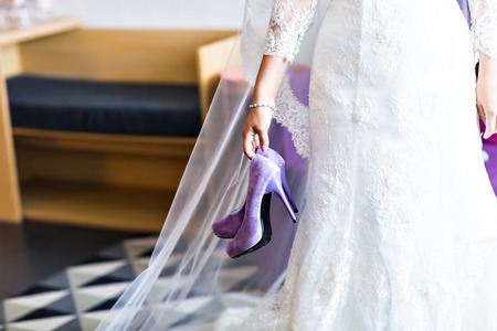 Wedding shoes, bride's shoes, beautiful stylish shoesの写真素材