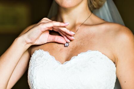 wedding Beautiful adornment on white, jewelery, bride