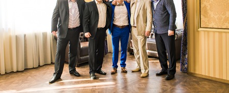 Groom With Best Man And Groomsmen At Weddingの写真素材