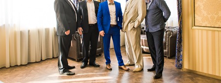 Groom With Best Man And Groomsmen At Weddingの写真素材