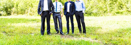 Groom With Best Man And Groomsmen At Weddingの写真素材