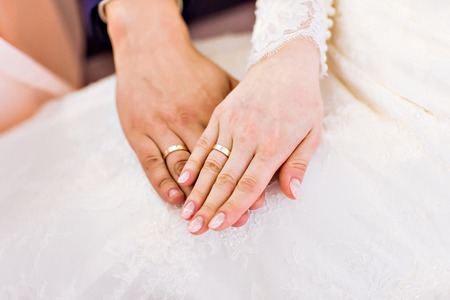 gold wedding rings, wedding day and  Wedding jewelryの写真素材