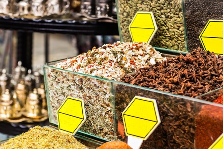 Spice Bazaar in Istanbul. Tea, herbs and spices